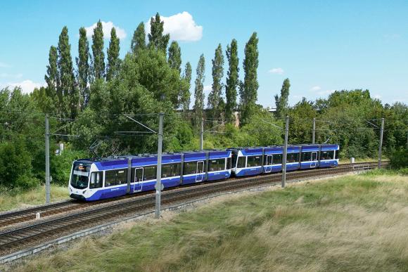 Badner Bahn in NÖ aus der Vogelperspektive